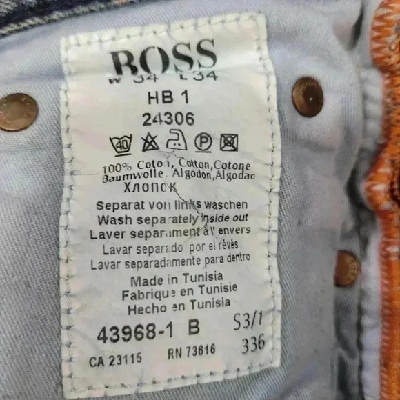 HUGO BOSS Men 34x34 Orange Label Jeans HB1 Button Fly Blue Denim Dark Wash - Picture 9 of 11